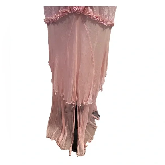 NWT CASSANDRA STONE SILK PINK DRESS W/ LACE OVERLAY DETAILS & BEADS HALTER TOP - Picture 8 of 11